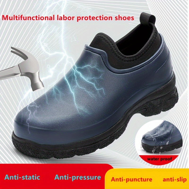 mens solid slip on waterproof oil proof chef shoes comfy non slip casual durable work shoes for mens outdoor activities details 2