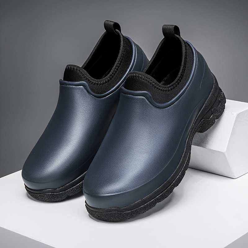 mens solid slip on waterproof oil proof chef shoes comfy non slip casual durable work shoes for mens outdoor activities details 3