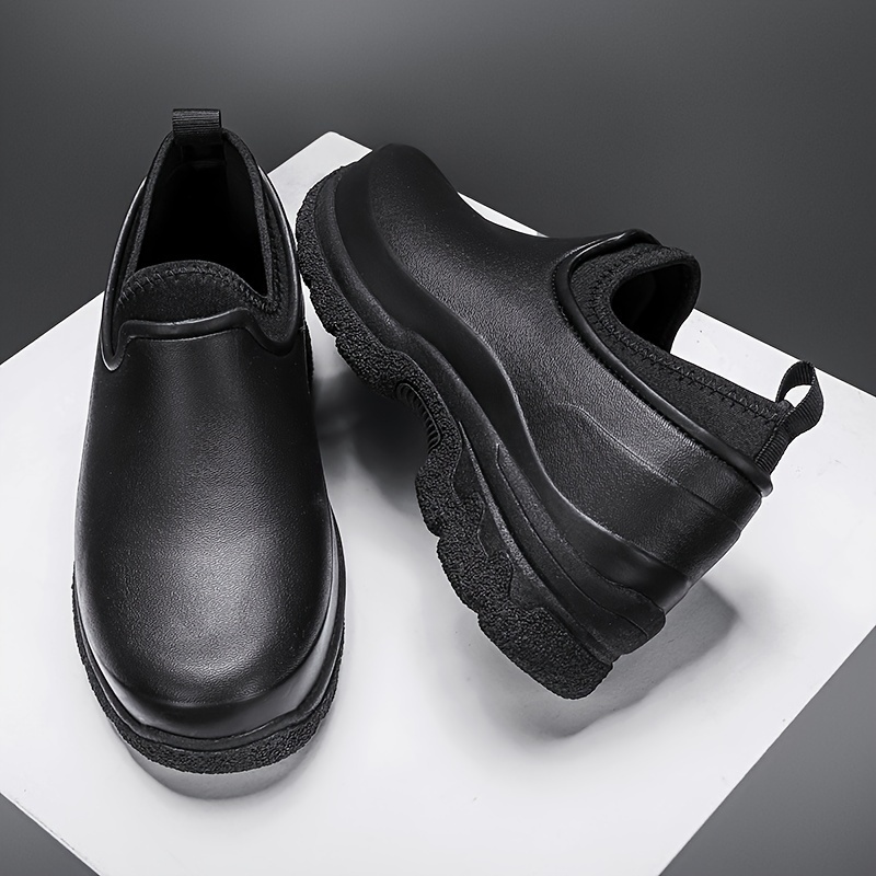 mens solid slip on waterproof oil proof chef shoes comfy non slip casual durable work shoes for mens outdoor activities details 4