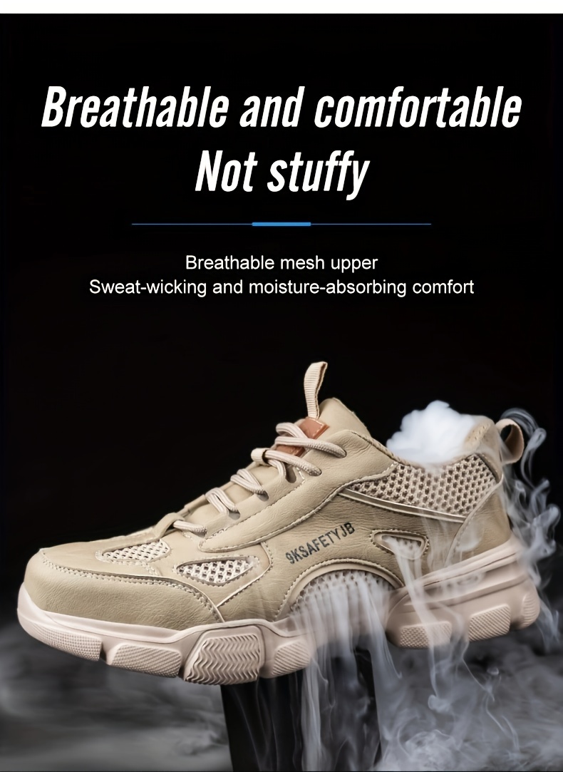 steel toe safety shoes puncture proof work shoes breathable work shoes industrial and construction site details 4