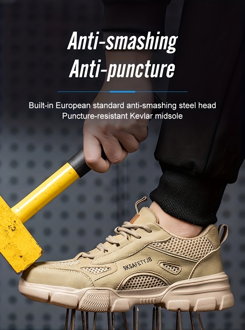 steel toe safety shoes puncture proof work shoes breathable work shoes industrial and construction site details 5