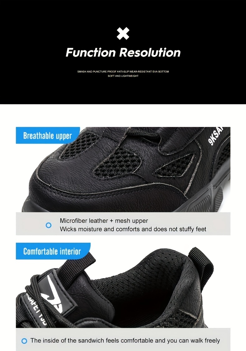 steel toe safety shoes puncture proof work shoes breathable work shoes industrial and construction site details 11