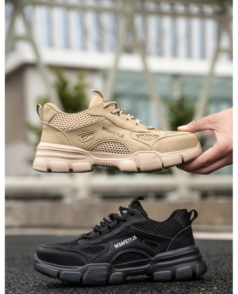 steel toe safety shoes puncture proof work shoes breathable work shoes industrial and construction site details 12