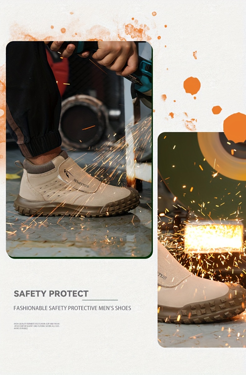 mens steel toe puncture proof anti skid work safety shoes industrial construction sneakers details 7