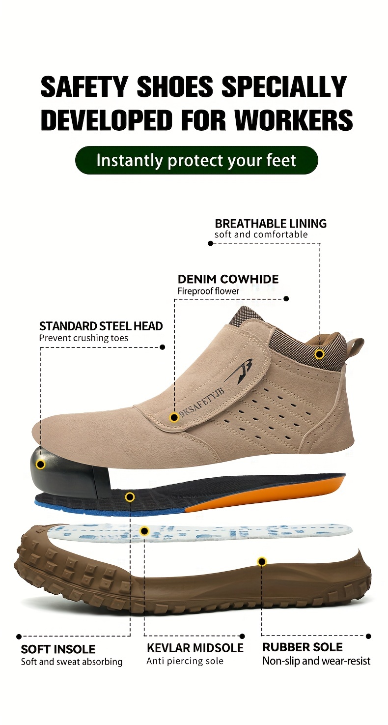 mens steel toe puncture proof anti skid work safety shoes industrial construction sneakers details 8
