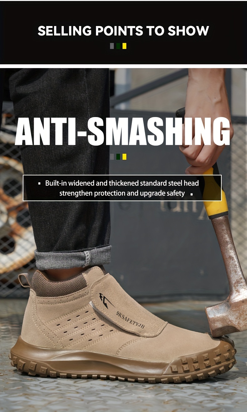 mens steel toe puncture proof anti skid work safety shoes industrial construction sneakers details 10