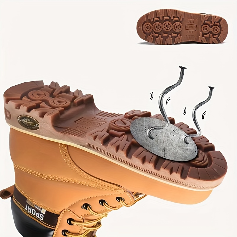 mens solid safety shoes comfy non slip casual lace up waterproof ankle boots for mens outdoor activities details 3