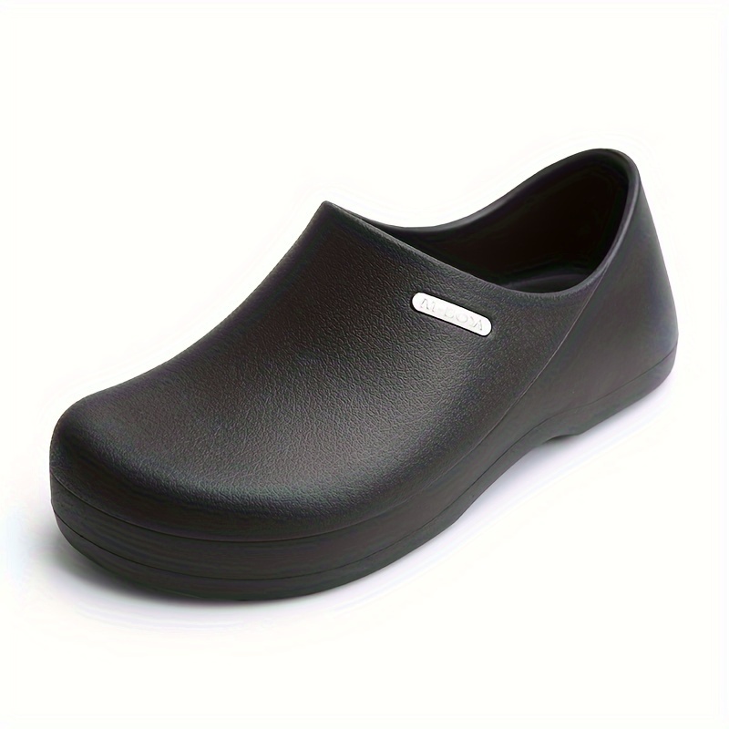 Men s Solid Slip On Waterproof & Oil Proof Hollow Out Chef Shoes, Comfy Non Slip Casual Safety Clogs For Men s Outdoor Activities details 0