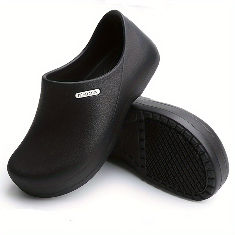 Men s Solid Slip On Waterproof & Oil Proof Hollow Out Chef Shoes, Comfy Non Slip Casual Safety Clogs For Men s Outdoor Activities details 2