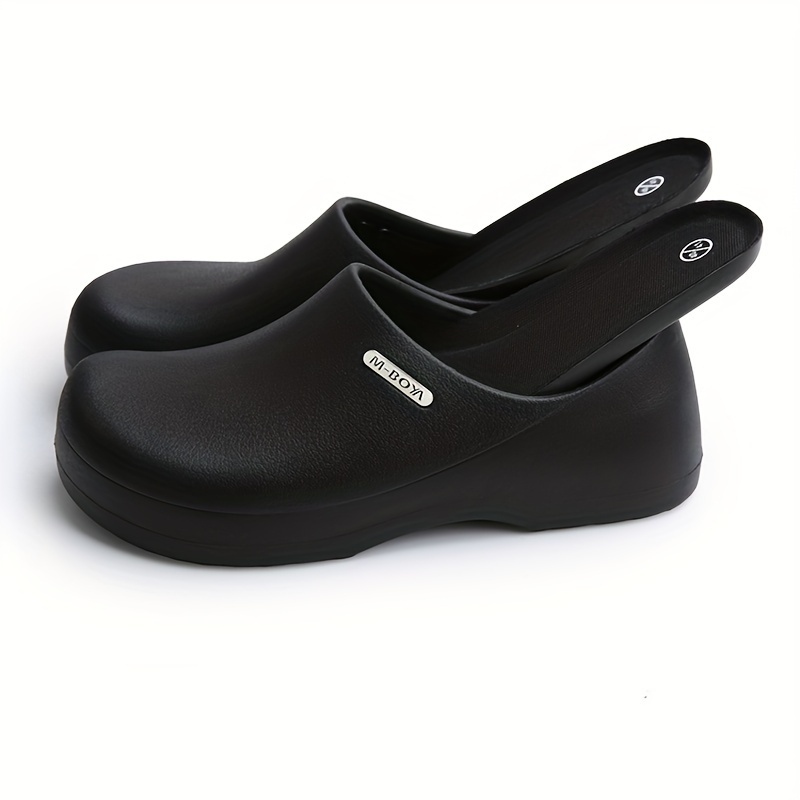 Men s Solid Slip On Waterproof & Oil Proof Hollow Out Chef Shoes, Comfy Non Slip Casual Safety Clogs For Men s Outdoor Activities details 3
