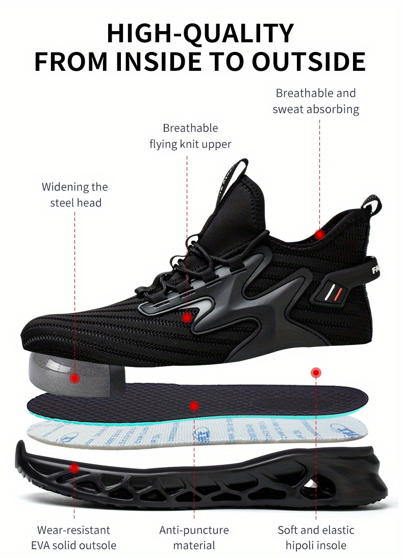 steel toe sneakers for men safety shoes comfortable puncture proof work shoes details 2