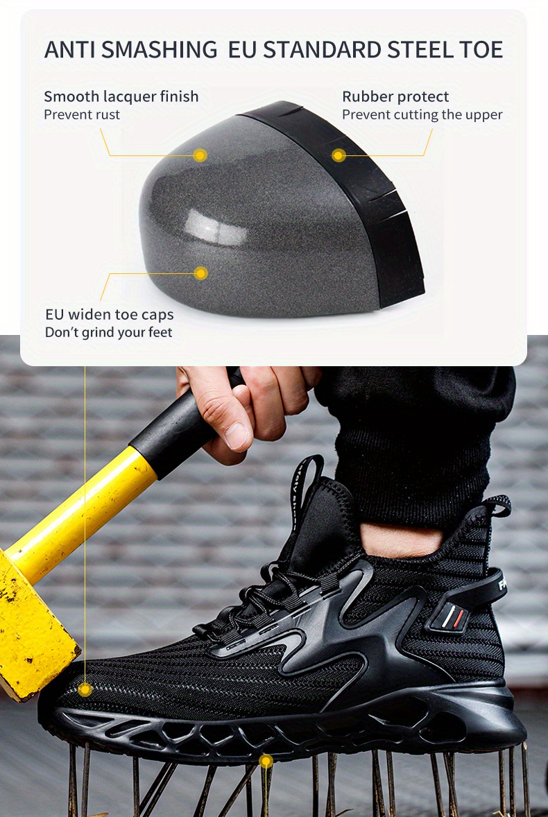 steel toe sneakers for men safety shoes comfortable puncture proof work shoes details 3