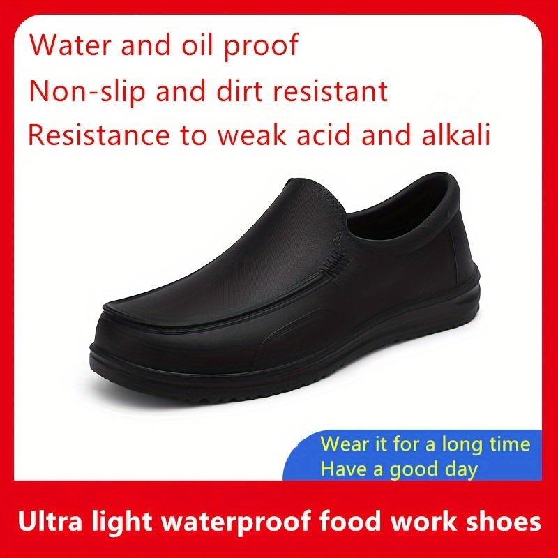 mens trendy solid slip on chef shoes comfy non slip casual durable eva work shoes for mens outdoor activities details 1