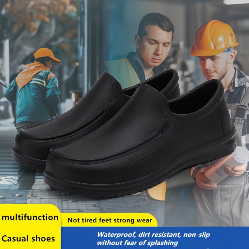 mens trendy solid slip on chef shoes comfy non slip casual durable eva work shoes for mens outdoor activities details 2