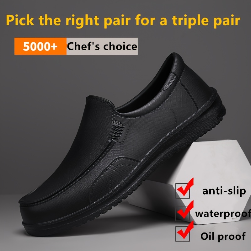 mens trendy solid slip on chef shoes comfy non slip casual durable eva work shoes for mens outdoor activities details 4