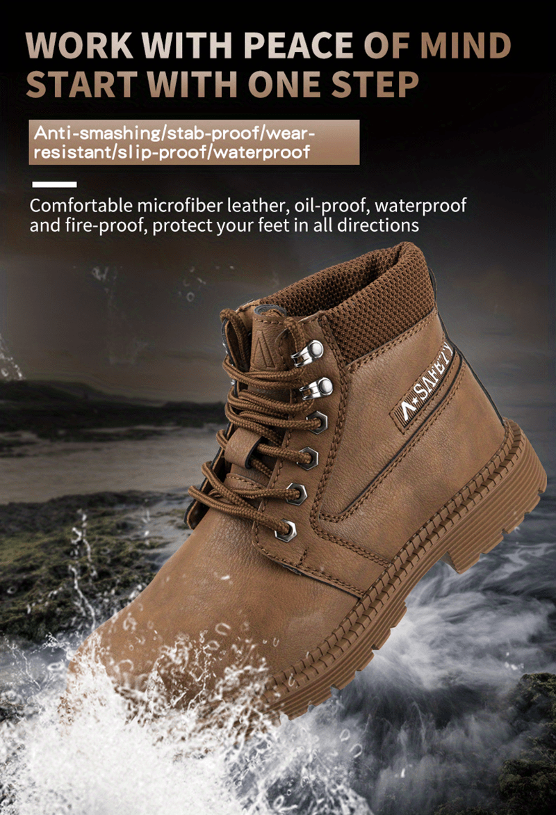 mens high top protective steel toe shoes lace up comfy sneakers perfect for constructional safety workout activities details 0