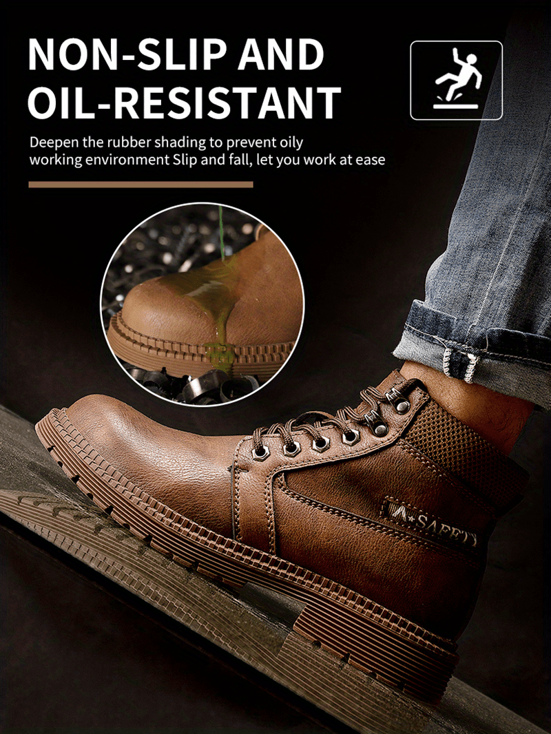 mens high top protective steel toe shoes lace up comfy sneakers perfect for constructional safety workout activities details 8