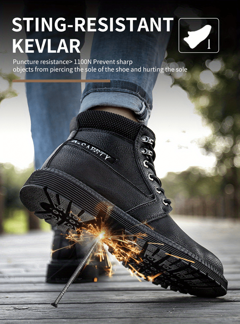 mens high top protective steel toe shoes lace up comfy sneakers perfect for constructional safety workout activities details 11