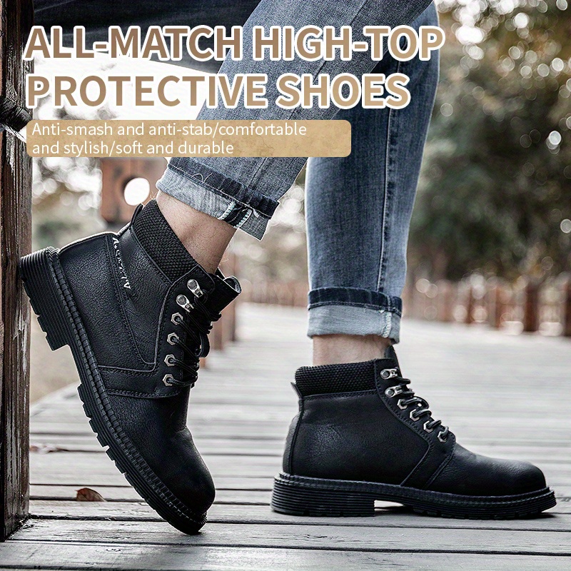 mens high top protective steel toe shoes lace up comfy sneakers perfect for constructional safety workout activities details 15