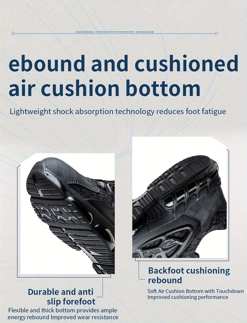 mens trendy steel toe work shoes with rotating buckle comfy non slip breathable shoes details 8