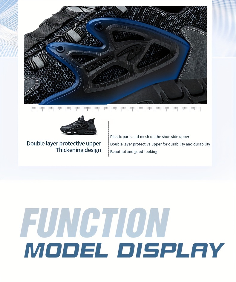 mens trendy steel toe work shoes with rotating buckle comfy non slip breathable shoes details 13