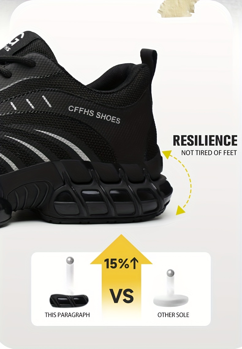 plus size mens protective steel toe shoes lace up comfy sneakers perfect for constructional safety workout activities details 2