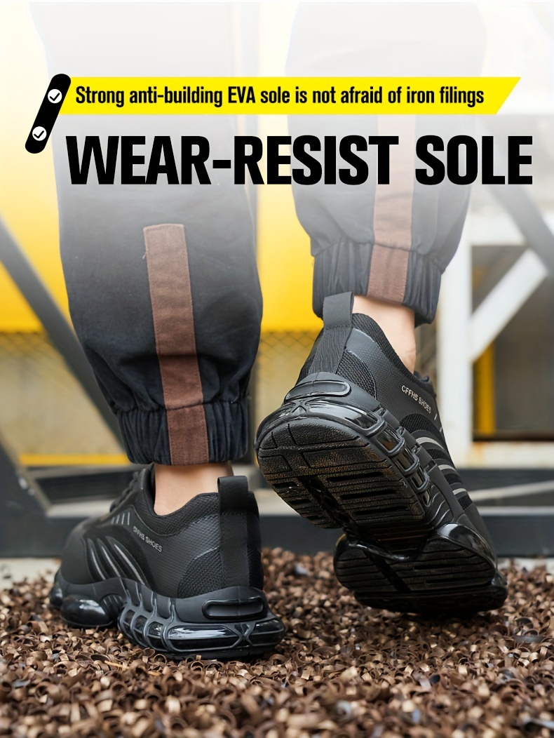 plus size mens protective steel toe shoes lace up comfy sneakers perfect for constructional safety workout activities details 9