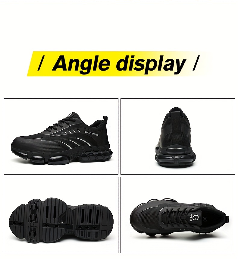 plus size mens protective steel toe shoes lace up comfy sneakers perfect for constructional safety workout activities details 10