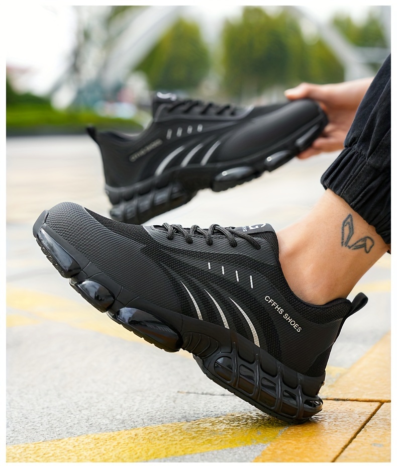 plus size mens protective steel toe shoes lace up comfy sneakers perfect for constructional safety workout activities details 12