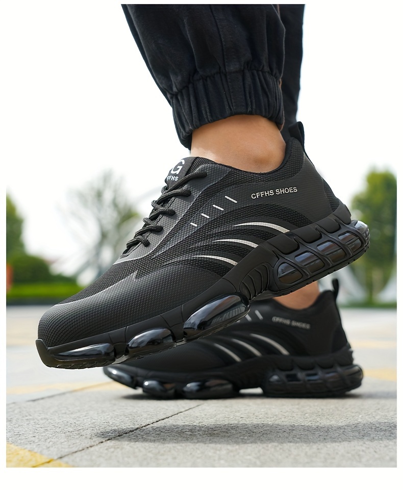 plus size mens protective steel toe shoes lace up comfy sneakers perfect for constructional safety workout activities details 15