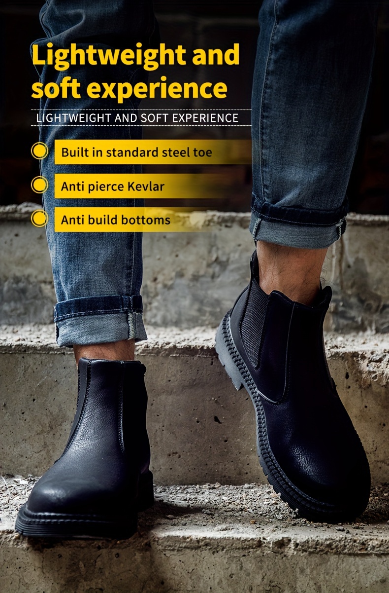 unisex steel toe slip on work boots wear resistant non slip safety sneakers details 0
