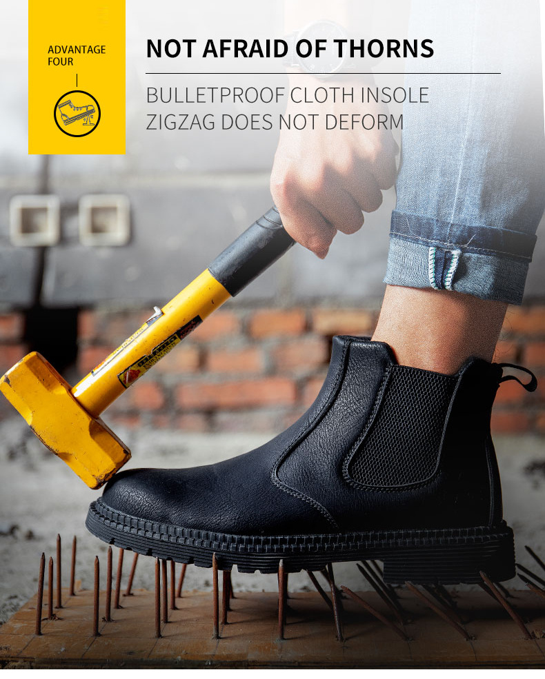 unisex steel toe slip on work boots wear resistant non slip safety sneakers details 1