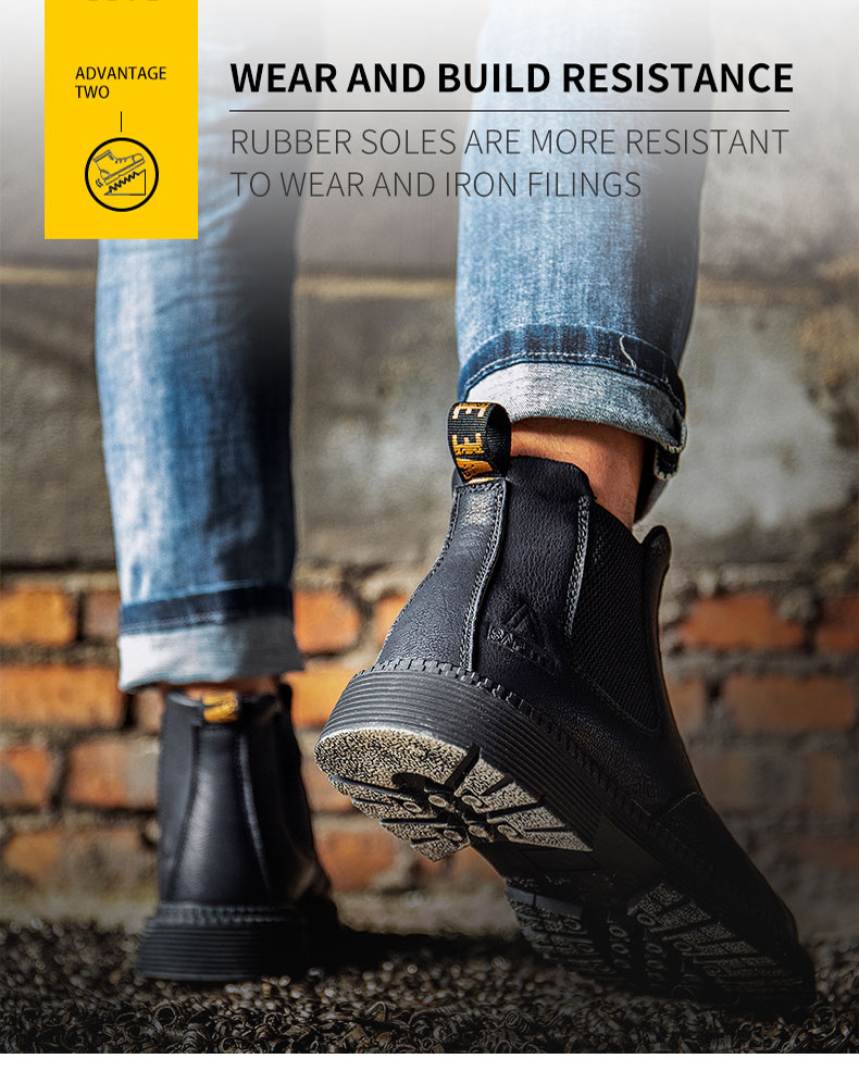 unisex steel toe slip on work boots wear resistant non slip safety sneakers details 4