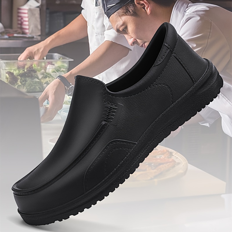 mens solid non slip waterproof oil resistant chef shoes comfy durable casual eva work shoes for mens outdoor activities details 0