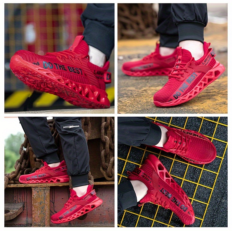 mens work safety shoes puncture proof anti skid steel toe outdoor work shoes rubber sole breathable industrial construction sneakers details 4