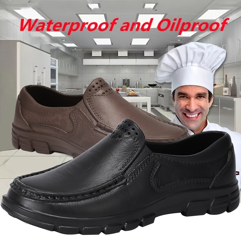 mens food service restaurant shoes slip resistant oil resistant slip on shoes chef shoes for kitchen work shoes autumn and winter details 1