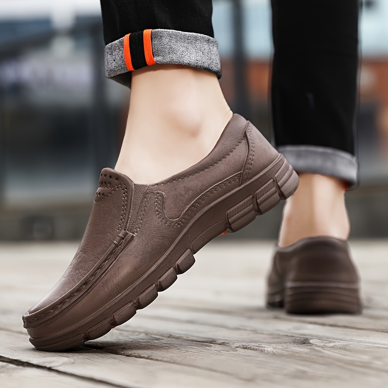 mens food service restaurant shoes slip resistant oil resistant slip on shoes chef shoes for kitchen work shoes autumn and winter details 4