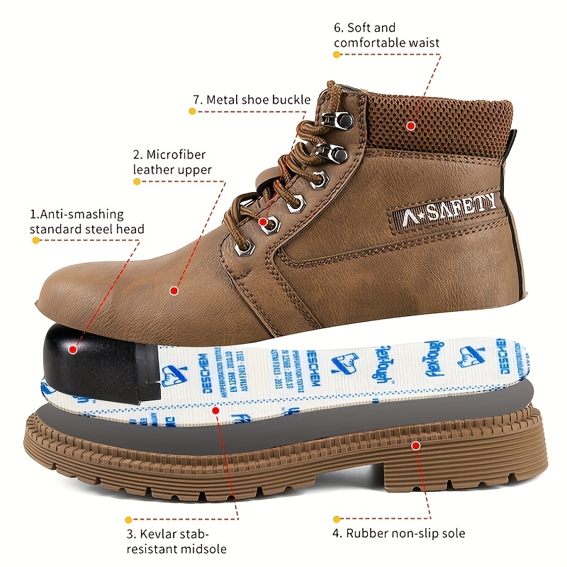 puncture proof industrial safety steel toe boots, oil slip resistant safety shoes anti static water resistant work boots puncture proof industrial safety steel toe boots details 3
