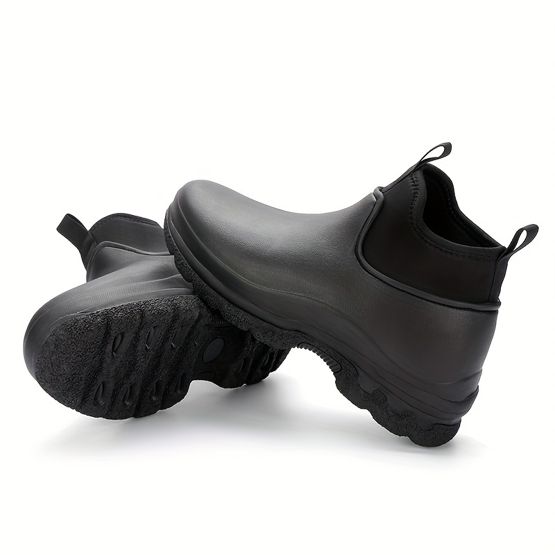 mens trendy solid high top eva waterproof chef shoes comfy non slip durable work shoes for mens outdoor activities details 2