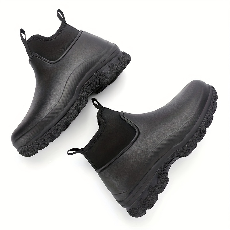 mens trendy solid high top eva waterproof chef shoes comfy non slip durable work shoes for mens outdoor activities details 3