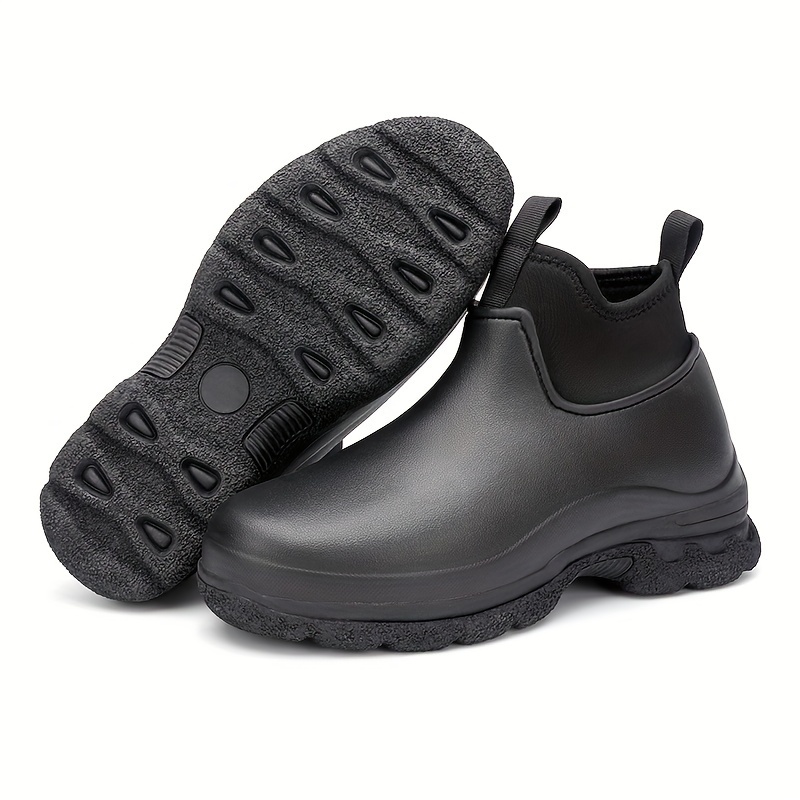 mens trendy solid high top eva waterproof chef shoes comfy non slip durable work shoes for mens outdoor activities details 4