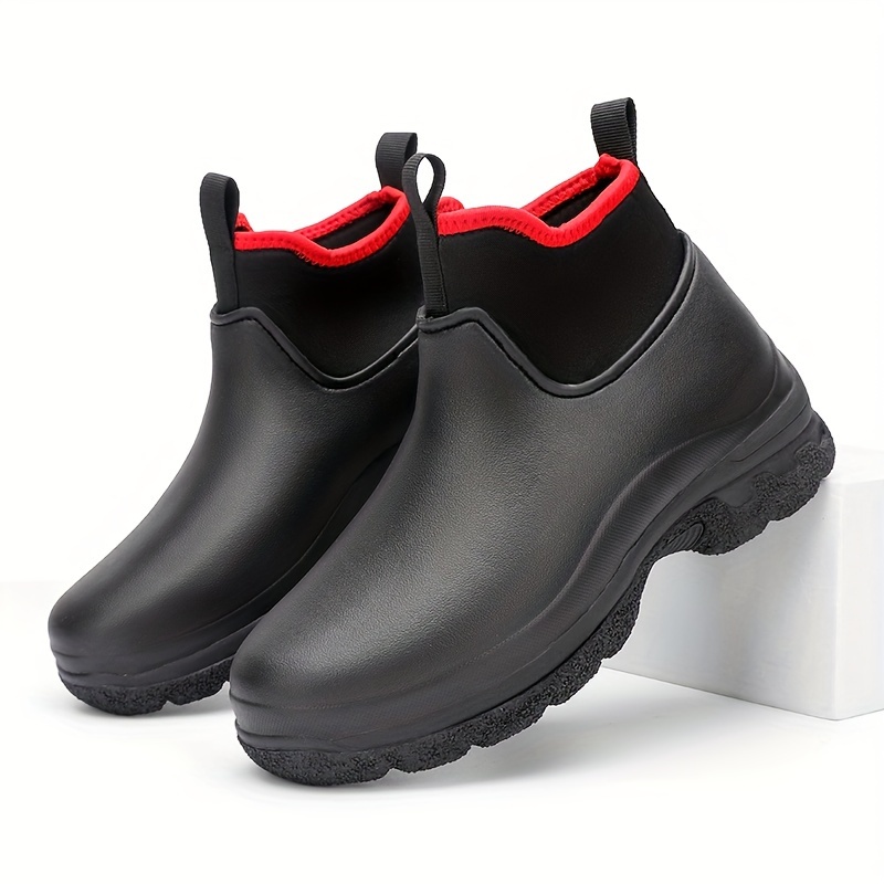 mens trendy solid high top eva waterproof chef shoes comfy non slip durable work shoes for mens outdoor activities details 5