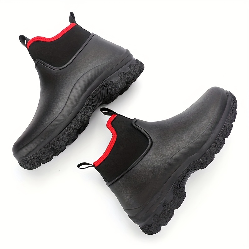 mens trendy solid high top eva waterproof chef shoes comfy non slip durable work shoes for mens outdoor activities details 7