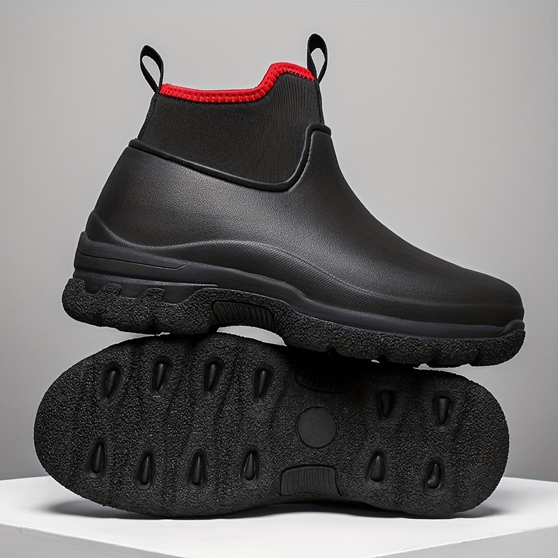 mens trendy solid high top eva waterproof chef shoes comfy non slip durable work shoes for mens outdoor activities details 8