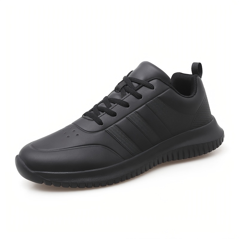 mens solid non slip chef shoes comfy casual lace up durable work shoes for mens outdoor activities details 0