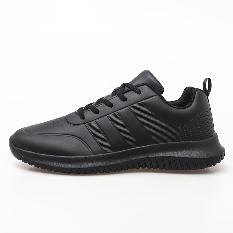 mens solid non slip chef shoes comfy casual lace up durable work shoes for mens outdoor activities details 1