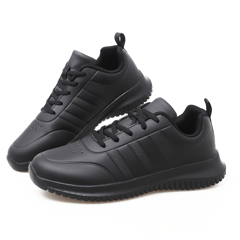 mens solid non slip chef shoes comfy casual lace up durable work shoes for mens outdoor activities details 4