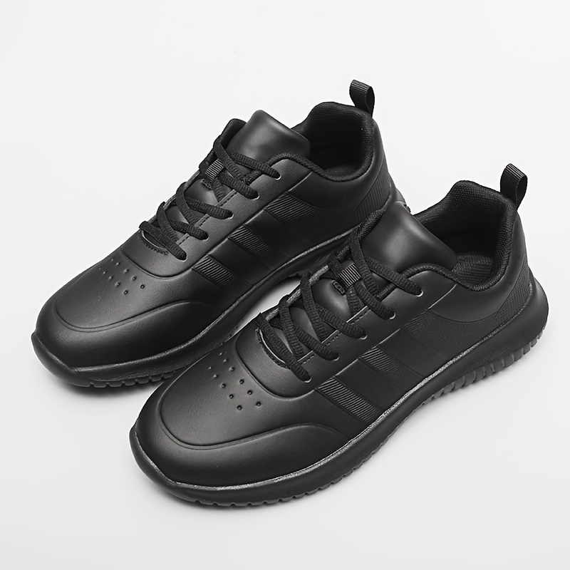 mens solid non slip chef shoes comfy casual lace up durable work shoes for mens outdoor activities details 6