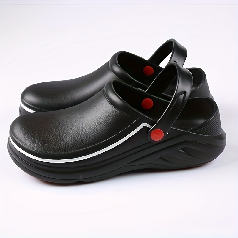 mens trendy solid chef shoes hollow out waterproof casual work shoes details 1