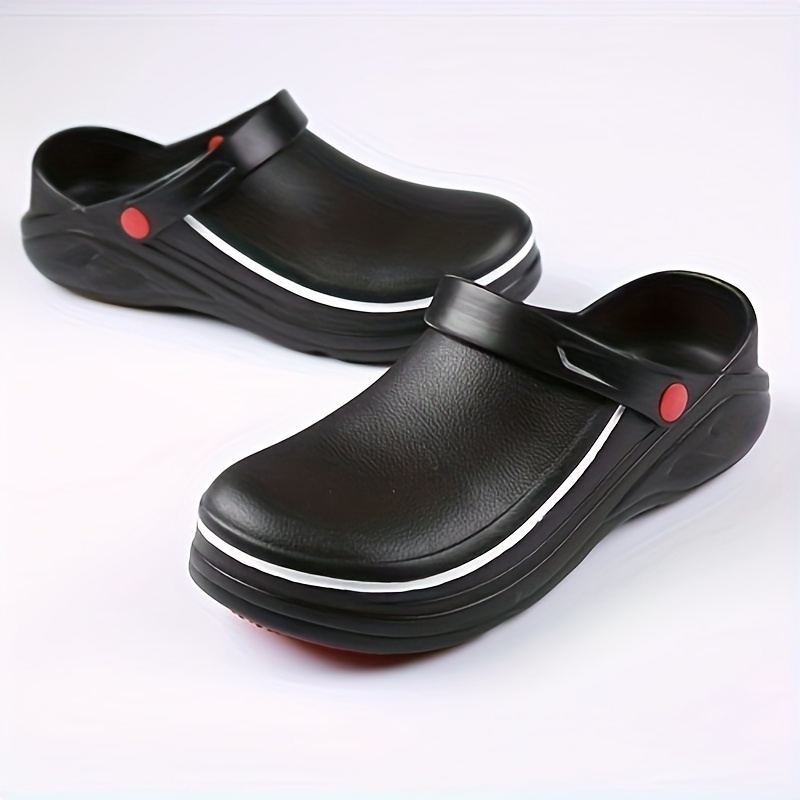 mens trendy solid chef shoes hollow out waterproof casual work shoes details 2